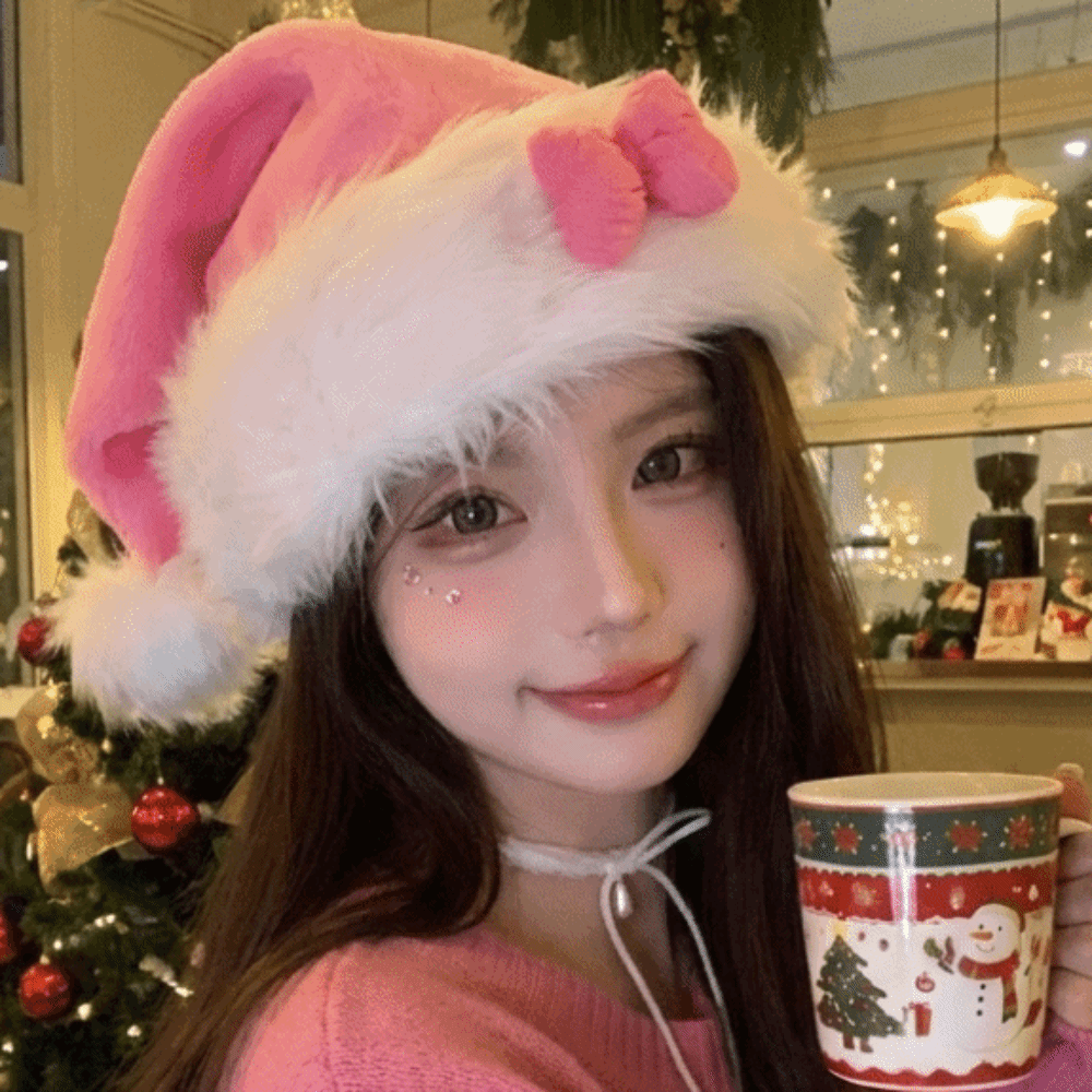 Santa Hat Plush - Chapeau de Noël chic à motif