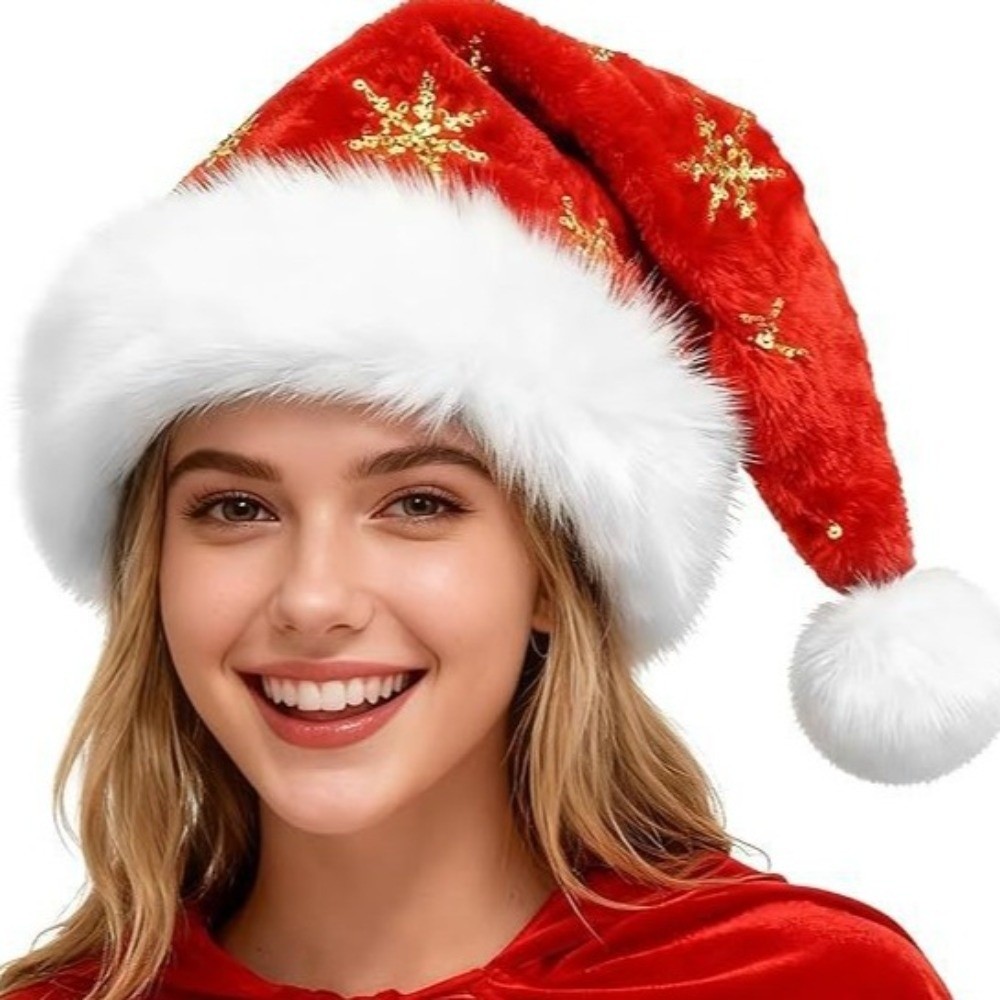 Chapeau de Noël chic à motif d - Santa Hat Plush avis et prix